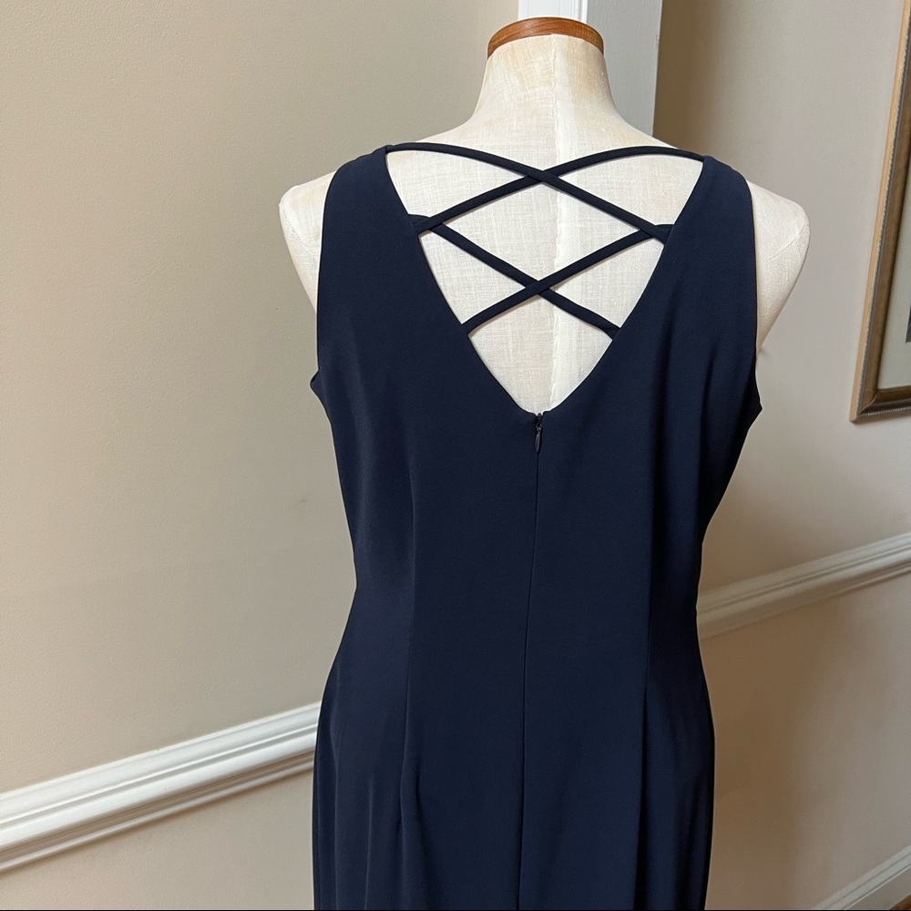 Amanda Smith Navy Crisscross Open Back Dress